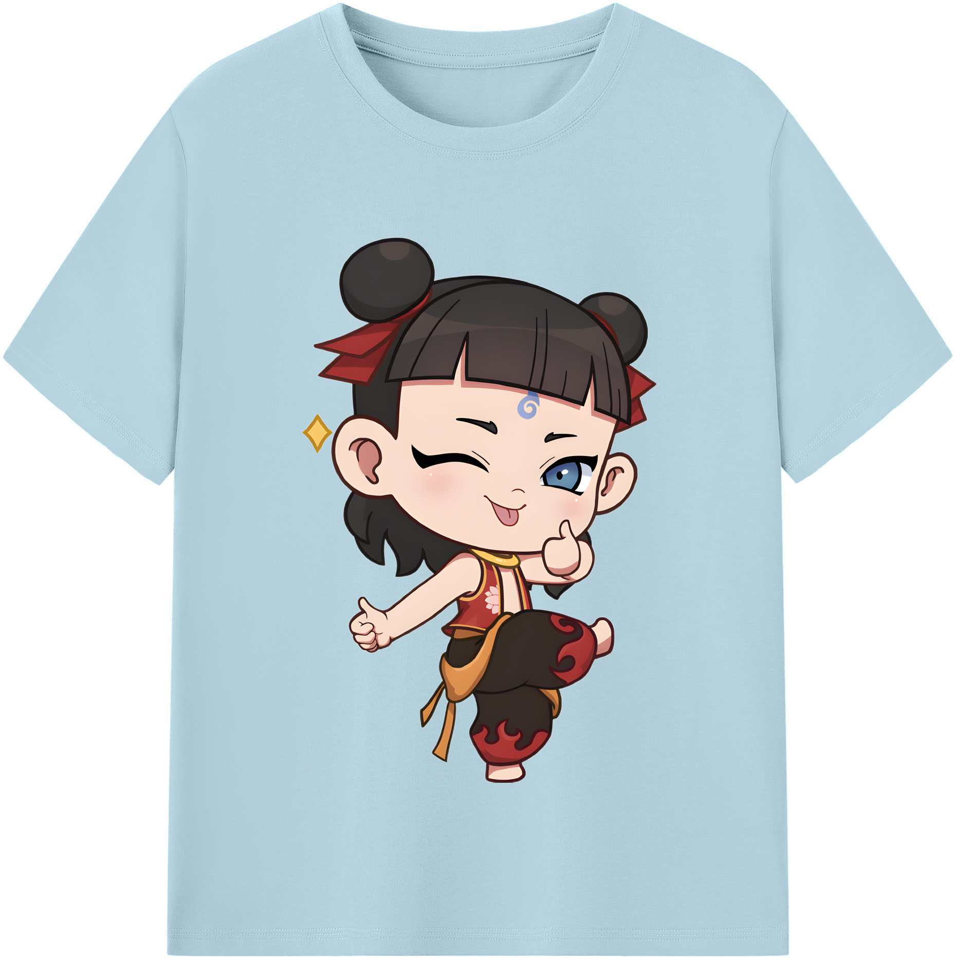 （画像用） Ne Zha 2 ナタ 魔童の大暴れ 綿100％半袖Tシャツ（フロントプリント）